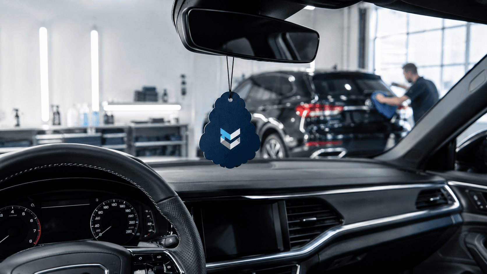 Duftbäume mit Logo für Fahrzeugaufbereitung und Autowäsche